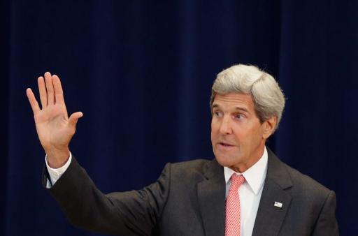 O secretário de Estado americano, John Kerry, em uma cerimônia na sede do Departamento de Estado, em Washington, em 3 de setembro de 2014 (Foto de Chip Somodevilla/GETTY IMAGES NORTH AMERICA/AFP)