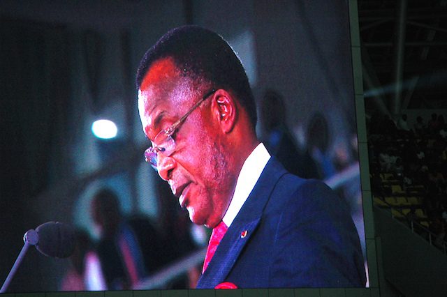 O Presidente do Congo, Dennis Sassou NGuesso, discursando no acto de abertura dos Jogos Africanos. (Foto: Portal de Angola)