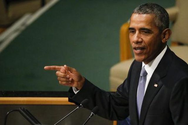 Presidente dos Estados Unidos, Barack Obama, durante sessão da Assembleia-Geral da ONU, em Nova York.  28/09/2015   (REUTERS/Carlo Allegri)