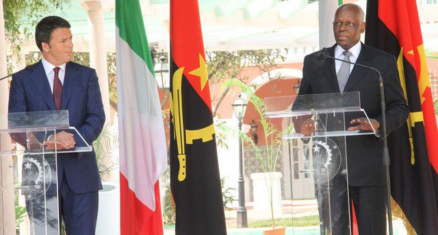 Chefe de Estado de Angola (dir.) e o primeiro-ministro da Itália, durante a conferência de imprensa conjunta (Foto: Francisco Miúdo)