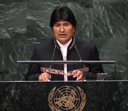      Evo Morales na Assembleia Geral da ONU, em Nova York, em 24 de Setembro  (Foto de Don Emmert/AFP/Arquivos)